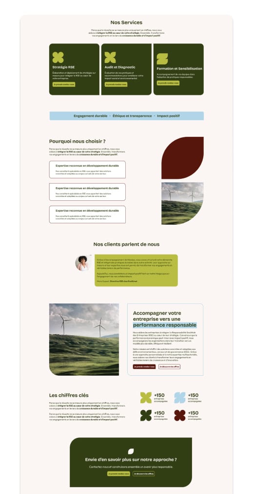 Maquette d'un site web éco-responsable à partir du thème wordpress par Coam